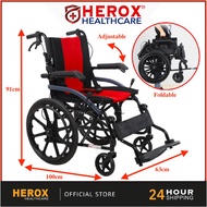 HEROX 20 INCH Large Breathable Cotton Seat Upgraded (TOP SPEC) Foldable Portable Travel Wheelchair L