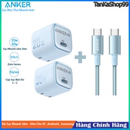 Bộ Sạc Nhanh Anker 20w 30w A2698 Chuẩn PD3.0 Cho iP 15/16/17 Series Android  Cáp Bện Dù Siêu Bền 100