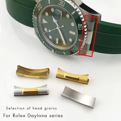 19mm 20mm 21mm Curved End Link for Rolex Submariner GMT Daytona GMT Master Watchband Leather Rubber 