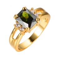 Ring Peridot Geometric 925 Sterling Gold Filled Ring