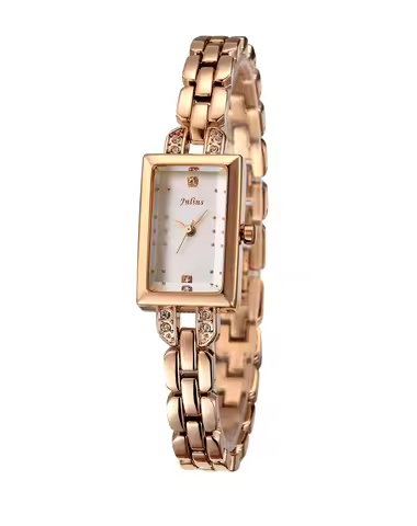 Julius Lady Women's Watch Fashion Rectangle Hours Rhinestone Chain Bracelet Business Girl Birthday G