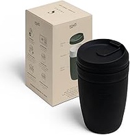 Swanz Porcelain Coffee Travel Mug with Leakproof Lid, Reusable Insulated Ceramic Tea Cup with Silico