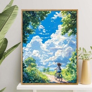 teera5698 มีกรอบ ภาพวาดระบายสีตามตัวเลข ขนาด DIY ระบายสีตามตัวเลข 30*40 ซม. สไตล์ญี่ปุ่น สําหรับตกแต