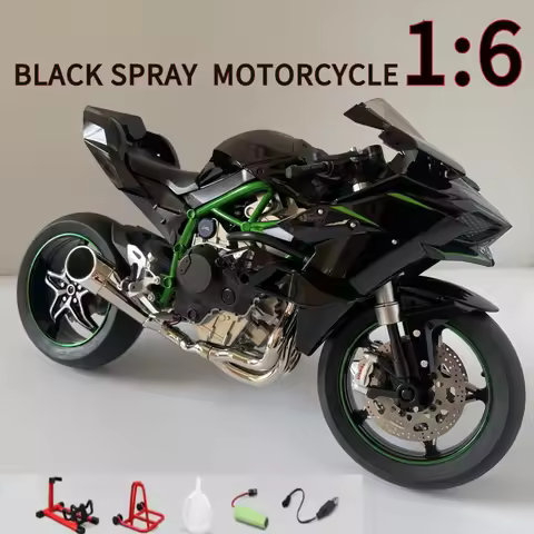 Spray 1:6 For Kavvasaki Racing Ninja 500 H2R Motorcycle Simulation Sound Light Kid Gift Collection v