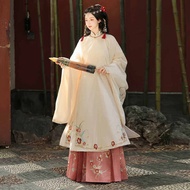 ต้นฉบับ Xiu Dian ชุดฮั่นฝู เสื้อผ้าผู้หญิง ความฝันรสพีชราชวงศ์หมิงปักไหล่เมฆ ปกตั้ง ทุกวัน ฤดูใบไม้ผ