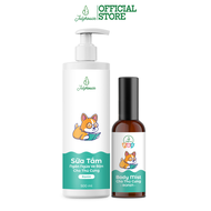 COMBO Sữa tắm khử mùi cho chó mèo và Xịt thơm bodymist dưỡng lông JULYHOUSE lưu hương an toàn
