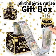 Black Gold Surprise Money Box Gift Pull, Money Box for Cash Gift,Birthday Gifts for Boys Girls,Birth