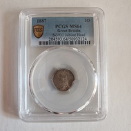 1887年英國 維多利亞女皇 3便士(3 Pence) 銀幣

PCGS MS64