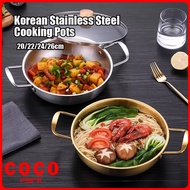 Korean Stainless Steel Cooking Pots Seafood Double Ear Pot Instant Noodle Pot Kitchen Pan