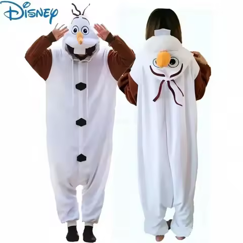 Frozen Olaf Snowman Cosplay Costume Fleece Jumpsuit For Adults And Children Cartoon Party Sleepwear 