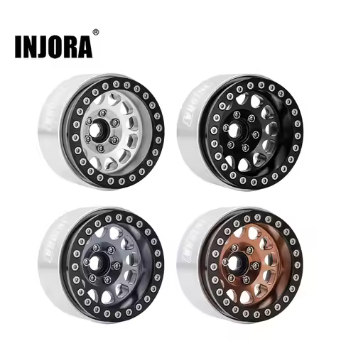 INJORA CNC Aluminum 1.9" Beadlock Deep Dish Negative Offset 10.4mm Wheel Rim for 1/10 RC Crawler Car