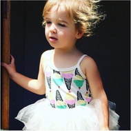 baby girls aiscream straps white suspender romper dress