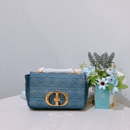 TK1866 Christian Dior 迪奧金釦鏈條牛仔斜背包Denim Caro Bag Blue X GHW