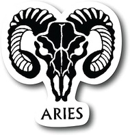 Aries 3 Inch Waterproof Decal Sticker Zodiac Astrology Signs Horoscope Chakra Creepy Skeleton Gothic Goth Grunge Halloween Castle Skull Animal Karma Ouija Spooky Tarot Oracle Palm Psychic Birth Month