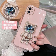 3in1 Casing OPPO Reno 3 4 5 6 7 8 6Z 7Z 8Z 2Z 2F Luxury Shockproof Hard Case Luxury Electroplating Plus Quicksand Astronaut Bracket Mobile Phone Case