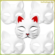 Masquerade Mask Furry Cat Cosplay Animal Plain White  bofsshuo