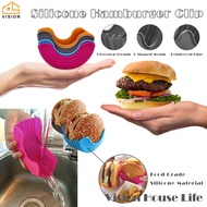 Vision 4 Cái Kẹp Giữ Bánh Hamburger Bằng Silicon Kẹp Burger Không Tiếp Xúc Và Chống Rơi Hộp Đựng Cố