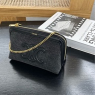 閒置新Celine 賽琳 黑牛仔單寧凱旋門mini貝殼鏈條包
