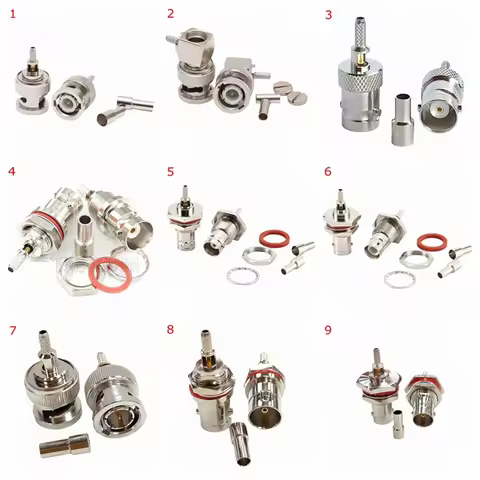 10Pcs Q9 BNC Connector BNC 50 Ohm 75 Ohm Male Female Right Angle&With Nut O-ring Water Proof Crimp f