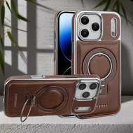 Luxury Business Plating Frame Leather Phone Case for iPhone 17 16 15 14 Pro Max 17 Air 16E 16 Plus C