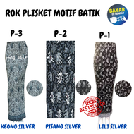 Rok Plisket Motif Batik Warna Abu Terlaris / Rok Plisket Motif Batik Warna ABU / SILVER / Bawahan Kebaya / Rok Batik / Maxi Skirt / Rok Panjang Plisket / Kebaya Motif / Bisa Pilih Warna Dan Motif / Bisa COD