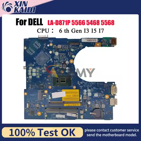 For DELL Inspiron 5566 5468 5568 Laptop Motherboard BAL60 LA-D871P with i3 i5 i7 CPU CN-09DT3W CN-02