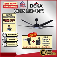 [DEKA] Neon 66 Inch Ceiling Fan | 6 Blades | 16 Speeds + Turbo | Remote Control | DC Motor | 18W LED
