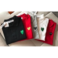 PLAY CDG Polo shirts Couple shirt Embroidery heart Men's shirt Women's tshirts AA15-3