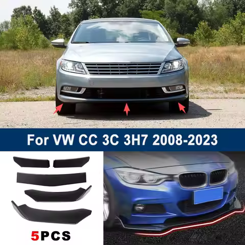 Adjustable 5Pcs Sectional Front Spoiler Lip For VW CC 3C 3H7 2008-2023 Front Bumper Splitter Car Ext