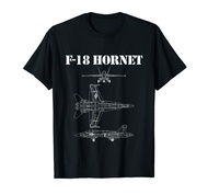 F18 Hornet Airplane Schematic In White F-18 Military Jet T-Shirt