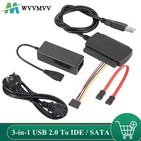 WVVMVV New 3-in-1 USB 2.0 To IDE / SATA 2.5",3.5" Hard Drive Disk HDD SSD 480Mb/s Data Interface Con