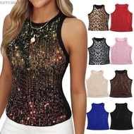HSV Woman s Camiseta Casual Vest Fashion Sequins Solid Color Sleeveless
