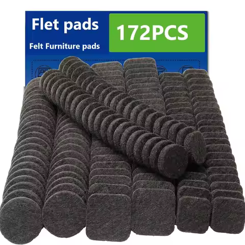 172PCS Felt Chair Leg Pads Round Square Floor Protector Self Adhesive Furniture Pads Mute Bumper Pad