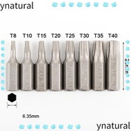 YNATURAL 1pc Torx Bits, 25mm Length S2 Alloy Steel Screw Driver Bit, 1/4 Inch Hex Shank T6-T40 6 Poi