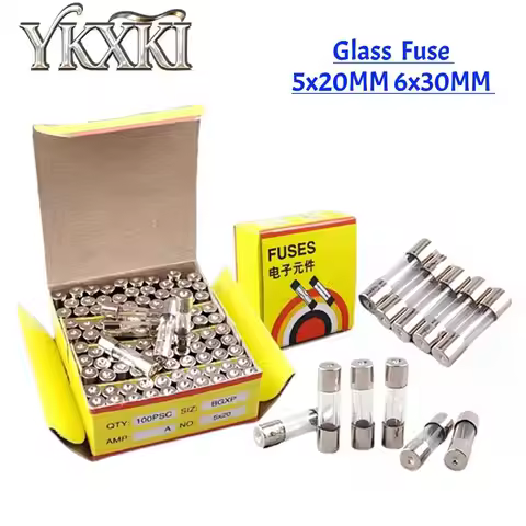 20-100PCS 5x20 6X30MM Glass Fuse 250V 0.1A 0.5A 1A 2A 3A 3.15A 4A 5A 6A 8A 10A 12A 15A 20A 25A 30A T