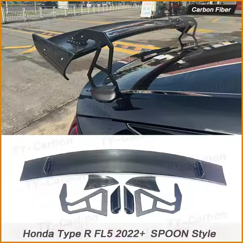 For Honda Type R FL5 2022+ SPOON Style Real Carbon Fiber Rear Trunk Spoiler Wing FL5 Bodykit Accesso