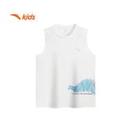 anta kids big kids boys Running Knit Tank 3525B5108-1 -White (Baju Sukan Kanak-kanak)