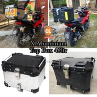 MOTORCYCLE ALUMINIUM TOP CASE / TOP BOX 45L (BLACK/SILVER)