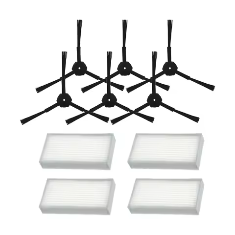 6Pcs Side Brush+4Pcs Filter Hepa for Ariete Briciola 2711 2712 2713 2717 ROBOT HOFER Cleaner Parts A