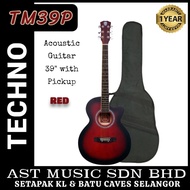 Techno TM39P, Acoustic Guitar Red with pickup and bag