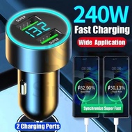 Singee Singee Car charger, 240W, dual Type-C ports, DC5V PD fast charging, USB Type-C phone adapter,