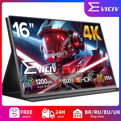 EVICIV 4K 16" Portable Monitor for Laptop 3840x2400 16:10 1200Cd/m² IPS 2nd External Gaming Display 