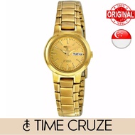 [Time Cruze] Seiko 5 SYME46  Automatic Analog Gold Tone Stainless Steel Gold Dial Small Women Watch SYME46K1 SYME46K