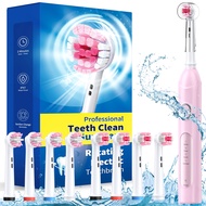 Rotating Electric Toothbrush for Adults with 8 Brush Heads (2 Types), 4 Modes Deep Clean Electric To