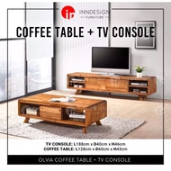 Solid Rubber Wood TV Console / Coffee Table (Free Installation )