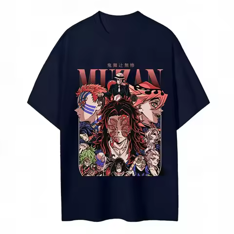 Anime T Shirt Men Women Demon Slayer Muzan Kibutsuji Graphic Tee 2026 Summer Cotton Short Sleeve Cas