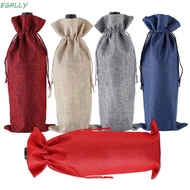 EGALLY 3Pcs Wine Bottle Cover, Pouch Gift Drawstring Linen Bag,  Champagne Washable Packaging Wine Bottle Bag Wedding Christmas Party
