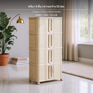 Large Capacity Folding Storage Cabinet Plastic Organizer Box with Sliding Door Casters Clothes & Toy