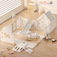 GL 6 In 1 Baby Playpen Baby Playard With Hoop/Slide/Swing/House Baby Safety Fence