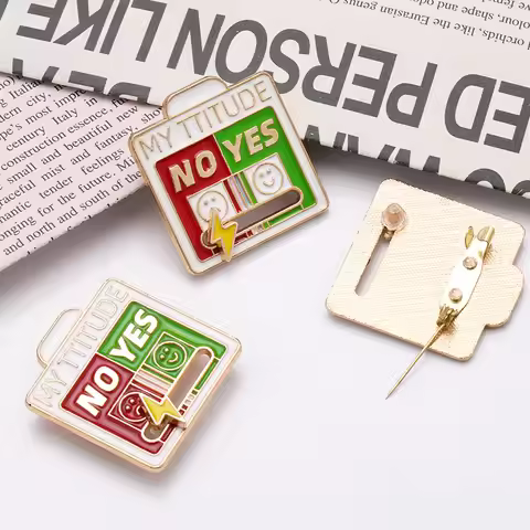 Mood conversion Metal brooch Can slide MY ATTITUDE Personality social battery Alloy badge Accessory 